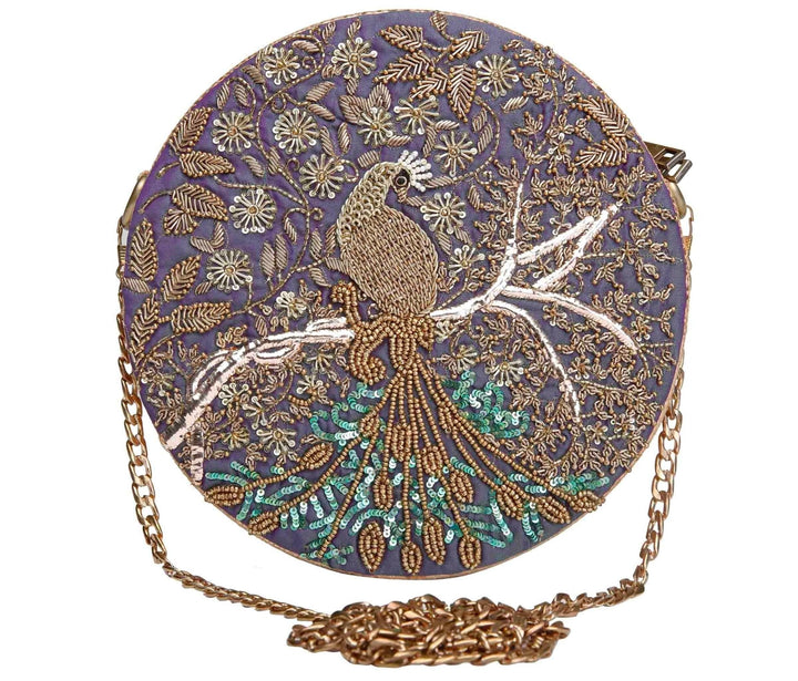 Mythical Garden Peacock Bag The Purple Sack - Fabilicious Fashion