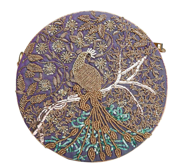 Mythical Garden Peacock Bag The Purple Sack - Fabilicious Fashion
