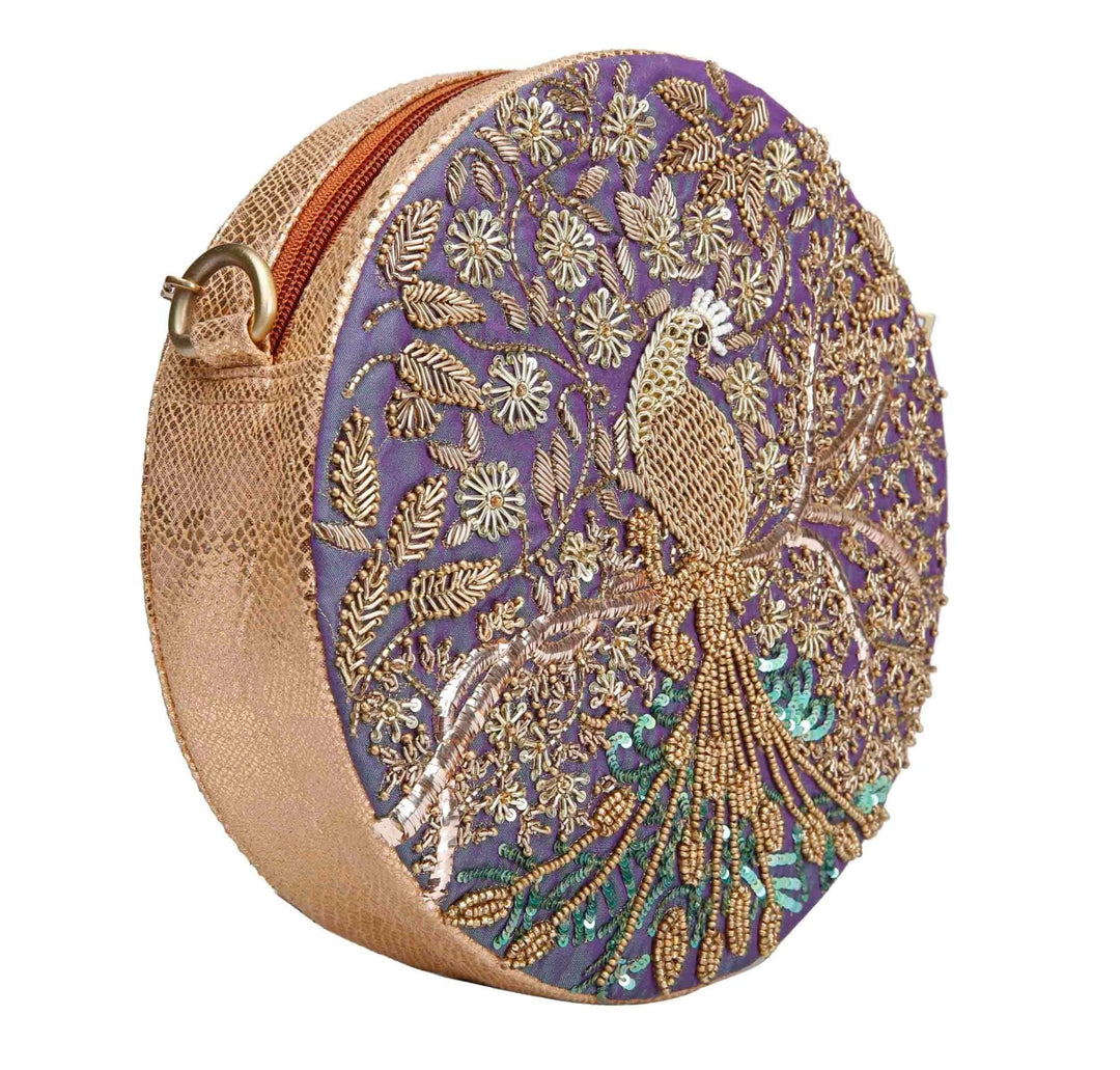 Mythical Garden Peacock Bag The Purple Sack - Fabilicious Fashion