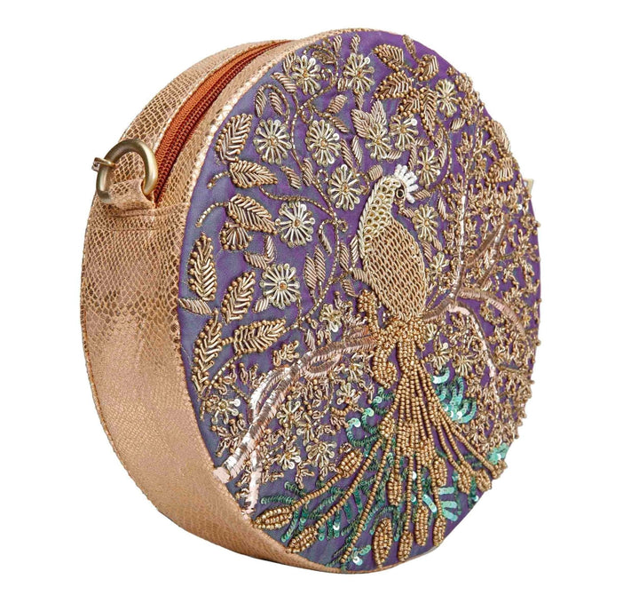 Mythical Garden Peacock Bag The Purple Sack - Fabilicious Fashion