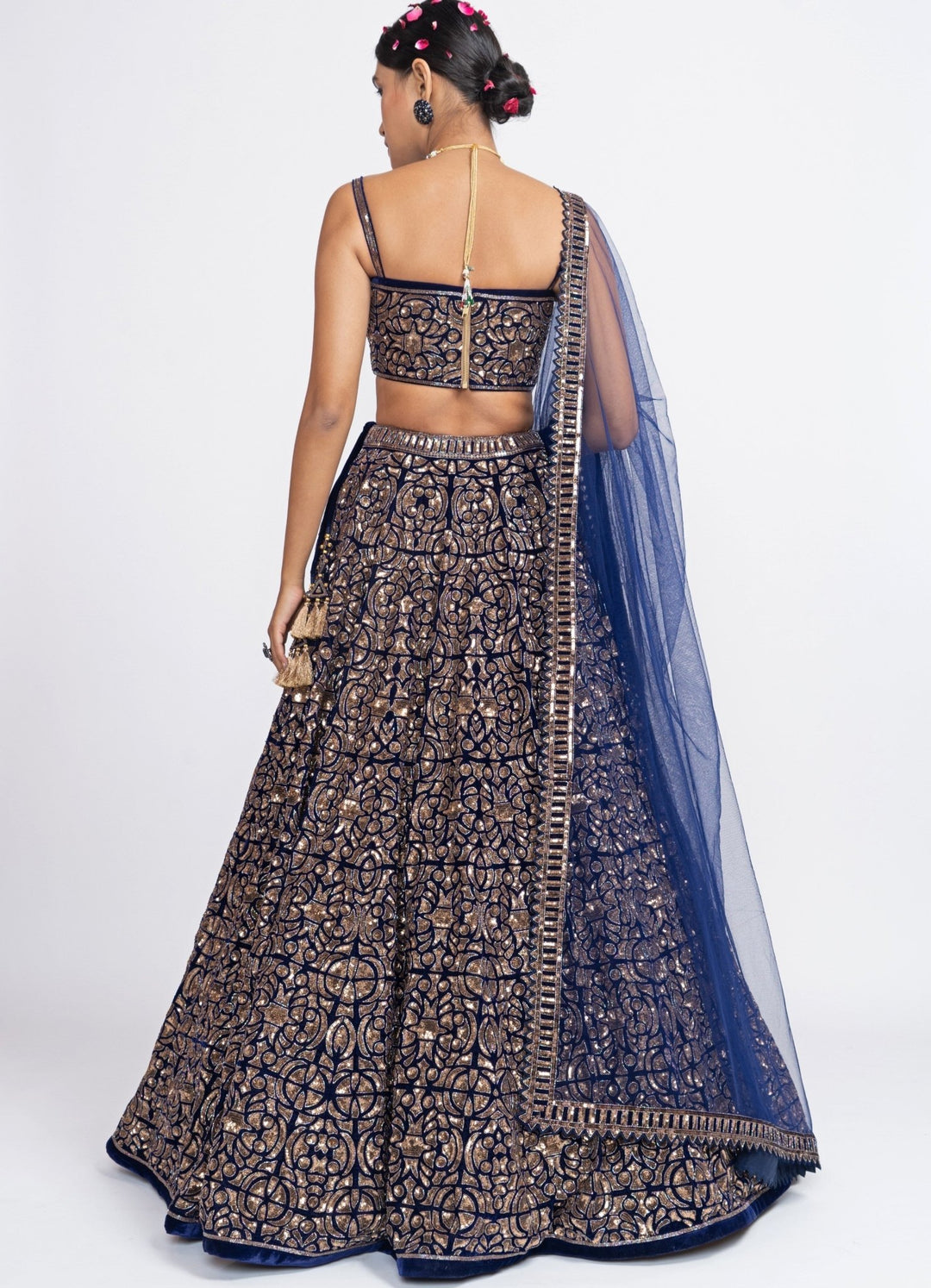Navy Blue Bridal Lehenga Set Vvani by Vani Vats - Fabilicious Fashion