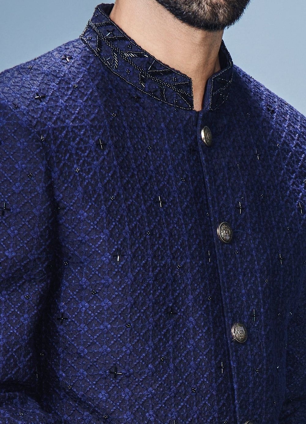 Navy Blue Embellished Kurta Set Chatenya Mittal - Fabilicious Fashion