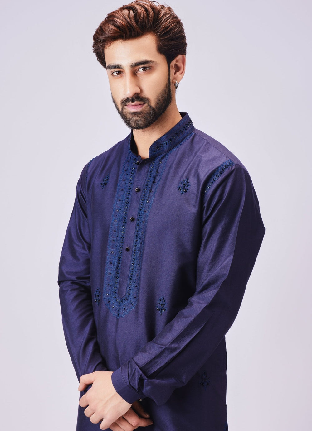 Navy Blue Embellished Kurta With Pant Set Chatenya Mittal - Fabilicious Fashion