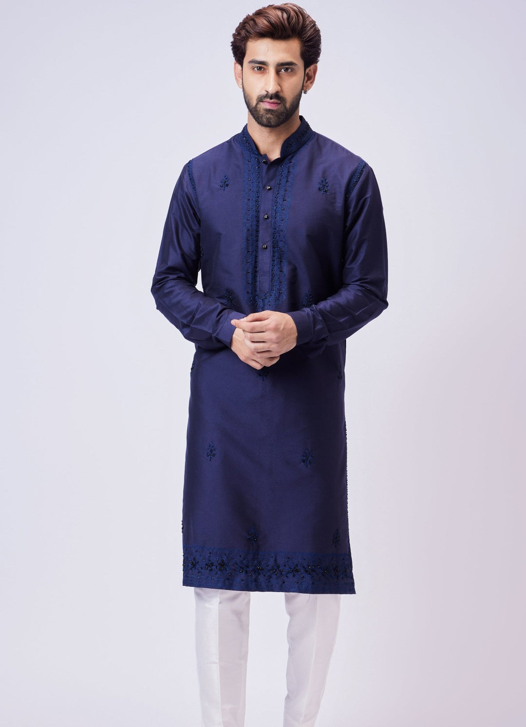 Navy Blue Embellished Kurta With Pant Set Chatenya Mittal - Fabilicious Fashion