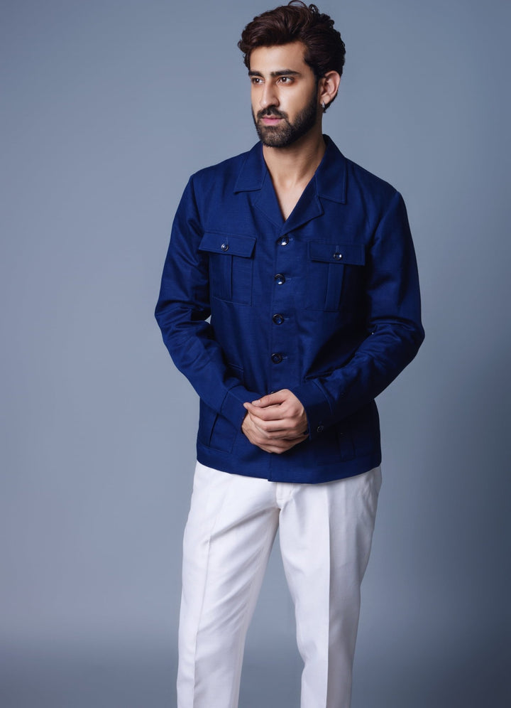 Navy Blue Shacket Pant Set Chatenya Mittal - Fabilicious Fashion