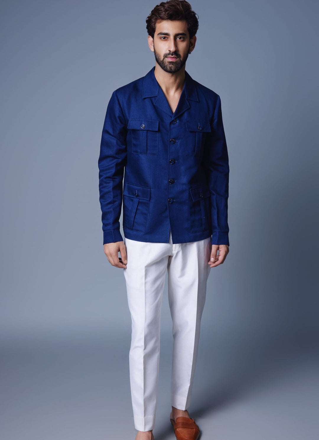 Navy Blue Shacket Pant Set Chatenya Mittal - Fabilicious Fashion