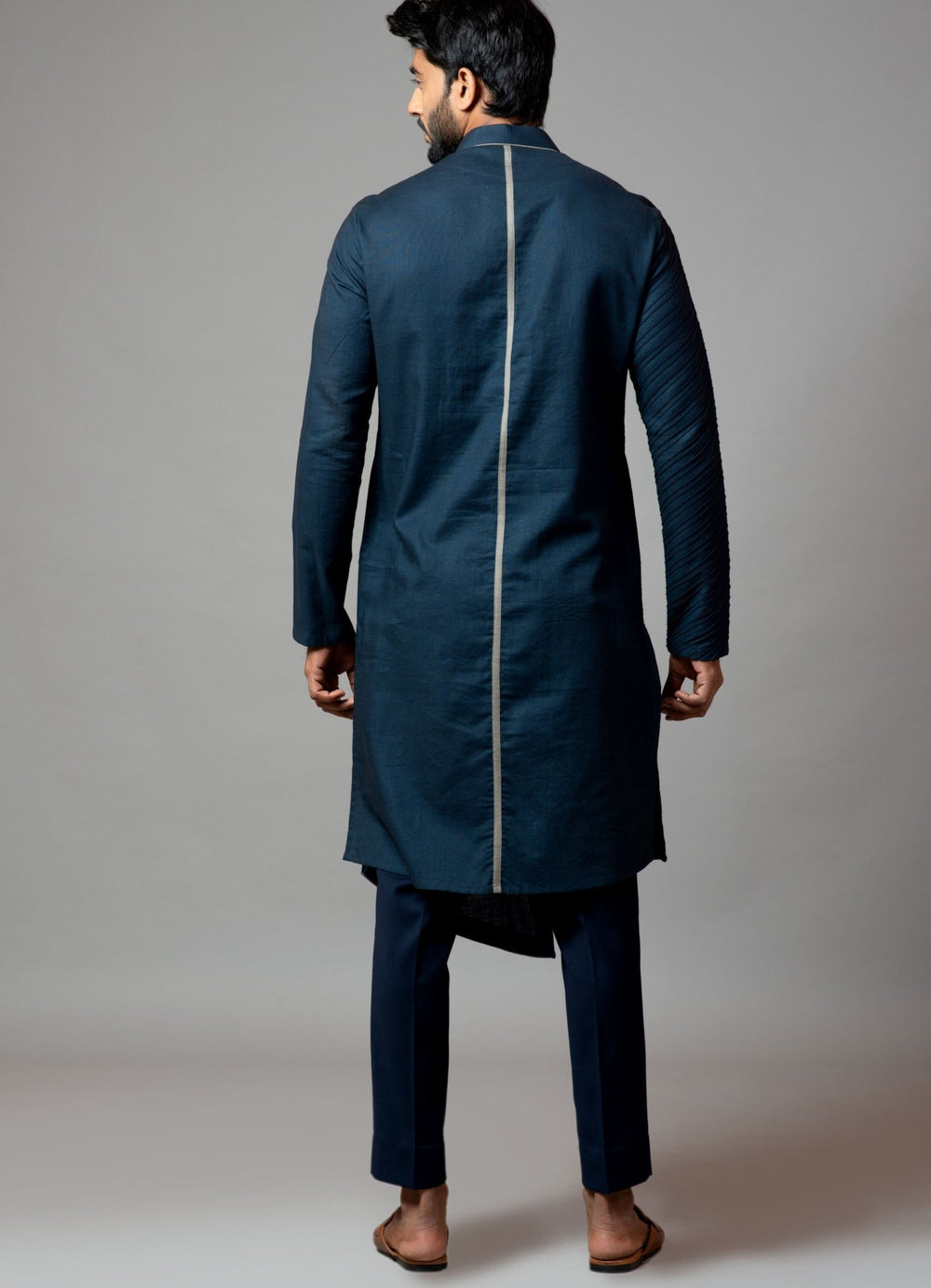 Navy Pintucks Kurta With Pant Pajama Smriti - Fabilicious Fashion