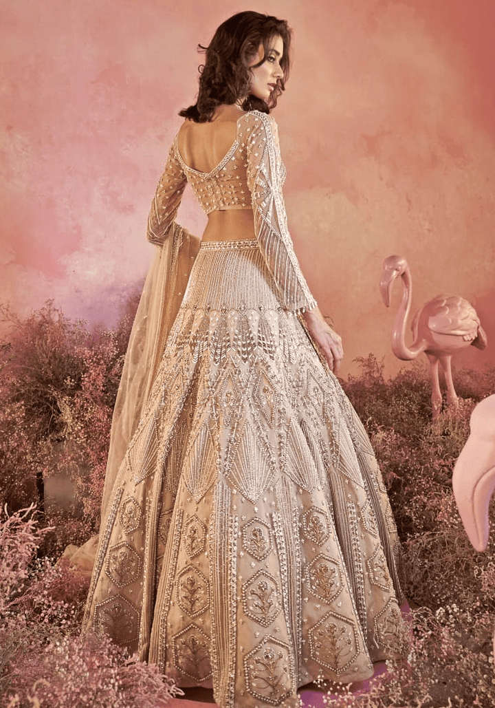 Nude Gold Embellished Bridal Lehenga Parul Gandhi - Fabilicious Fashion