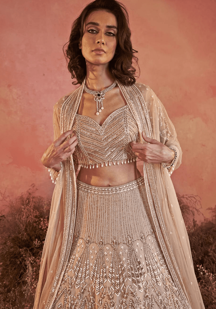 Nude Gold Embellished Bridal Lehenga Parul Gandhi - Fabilicious Fashion