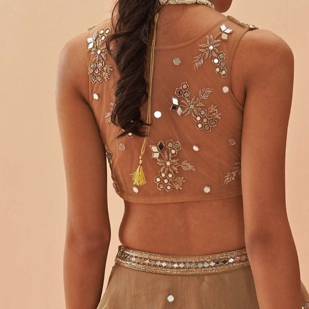 Nude Gold Embroidered lehenga Set Parul Gandhi - Fabilicious Fashion