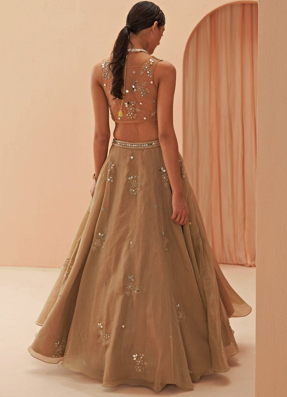 Nude Gold Embroidered lehenga Set Parul Gandhi - Fabilicious Fashion