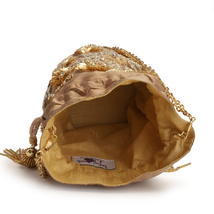 Nude Gold Potli The Purple Sack - Fabilicious Fashion