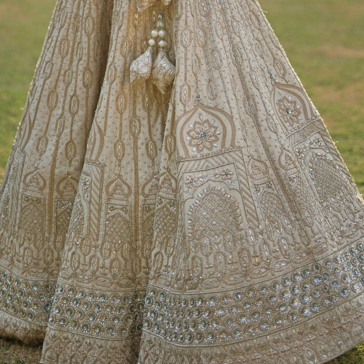 Nude Gold Raw Silk Double Dupatta Lehenga Set Angad Singh - Fabilicious Fashion