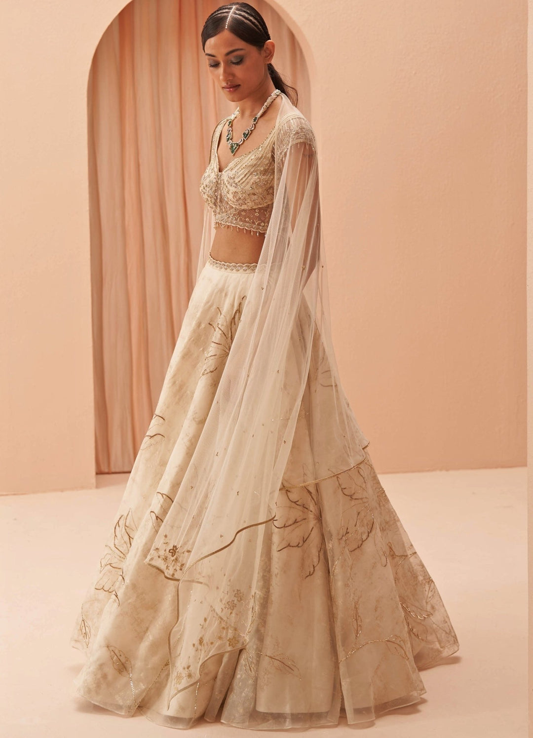 Off White And Gold Cleopatra Lehenga Parul Gandhi - Fabilicious Fashion