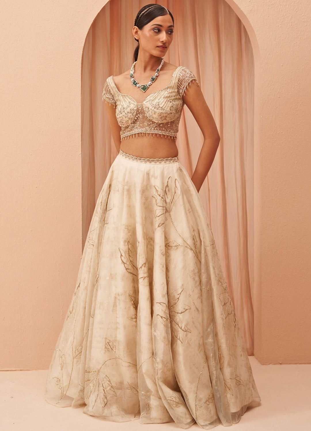 Off White And Gold Cleopatra Lehenga Parul Gandhi - Fabilicious Fashion