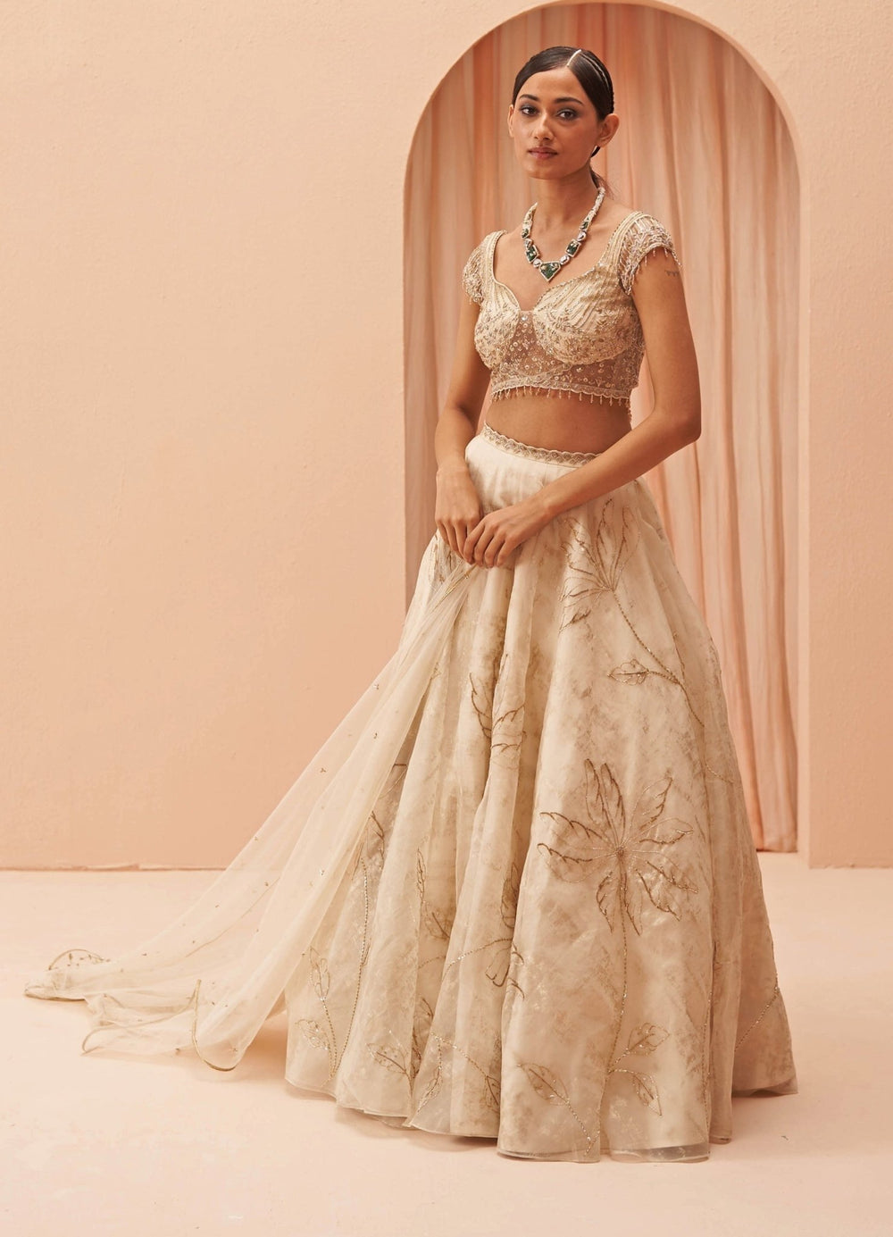 Off White And Gold Cleopatra Lehenga Parul Gandhi - Fabilicious Fashion
