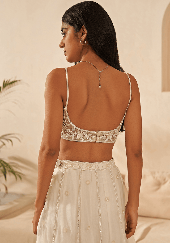 Off-White Silk Organza Kalidar Lehenga Set Zoon Tribe - Fabilicious Fashion