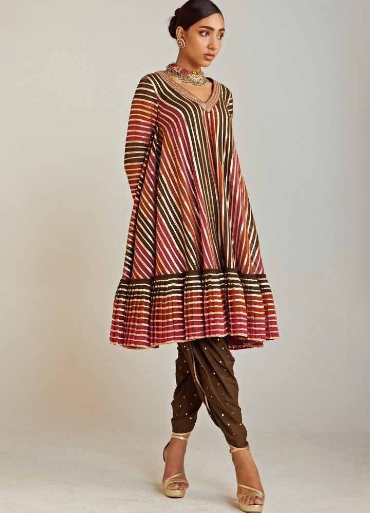 Olive Green and A Line Kurta Dhoti Set With Olive Green Dupatta Vvani By Vani Vats - Fabilicious Fashion