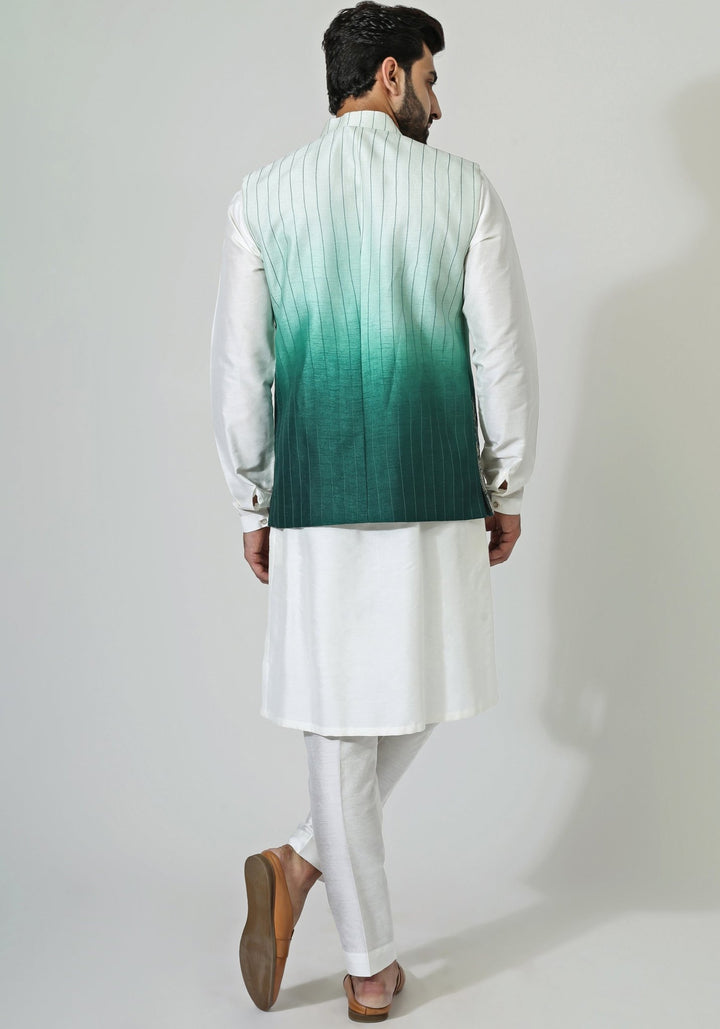 Ombre Green Nehru With Kurta Set Chatenya Mittal - Fabilicious Fashion