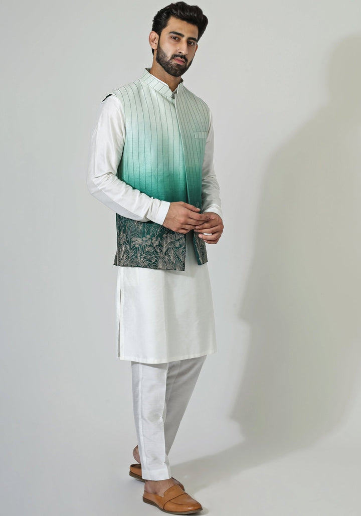 Ombre Green Nehru With Kurta Set Chatenya Mittal - Fabilicious Fashion