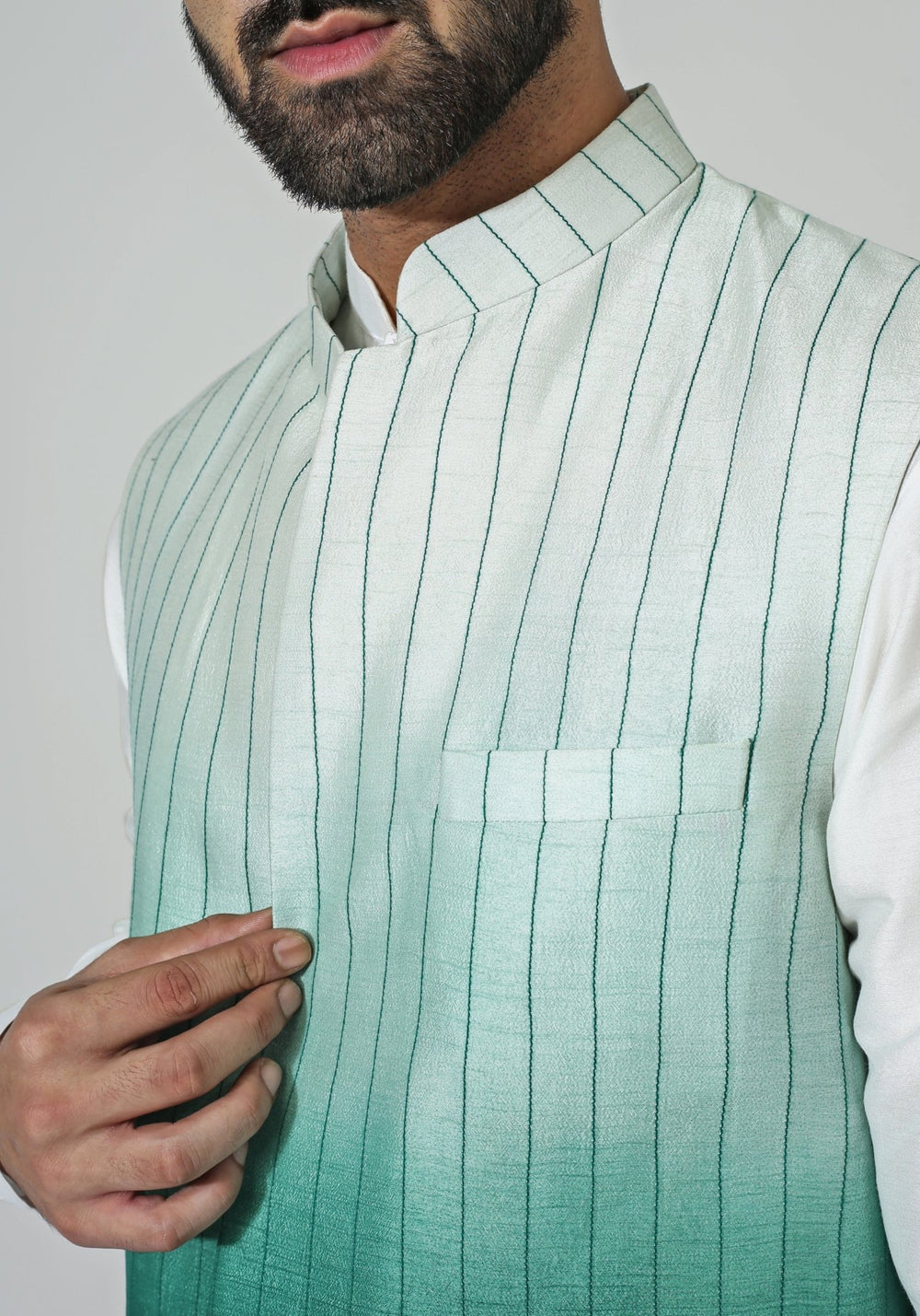 Ombre Green Nehru With Kurta Set Chatenya Mittal - Fabilicious Fashion