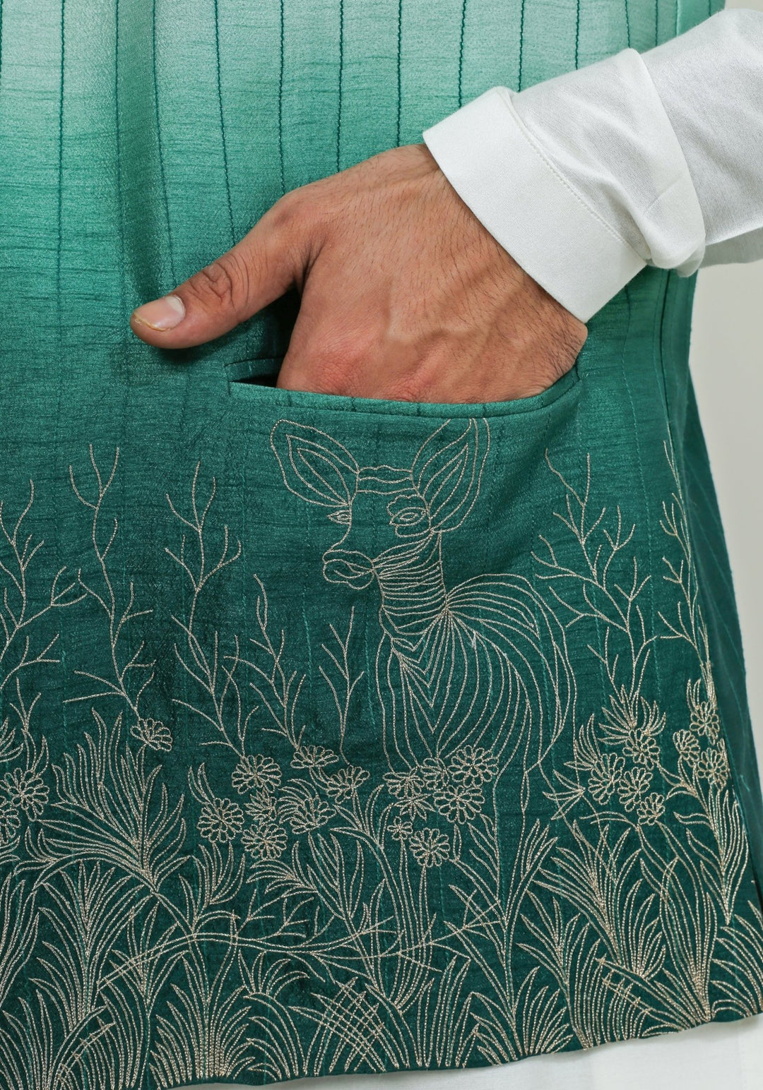 Ombre Green Nehru With Kurta Set Chatenya Mittal - Fabilicious Fashion