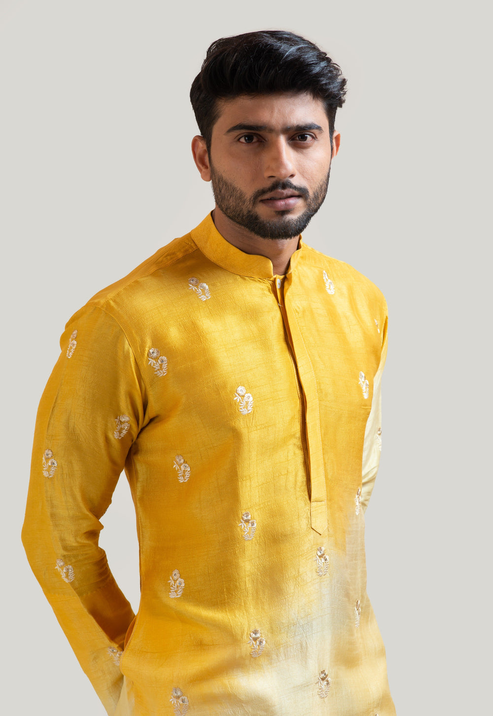 Ombre Yellow Embroidered Kurta Set Smriti - Fabilicious Fashion