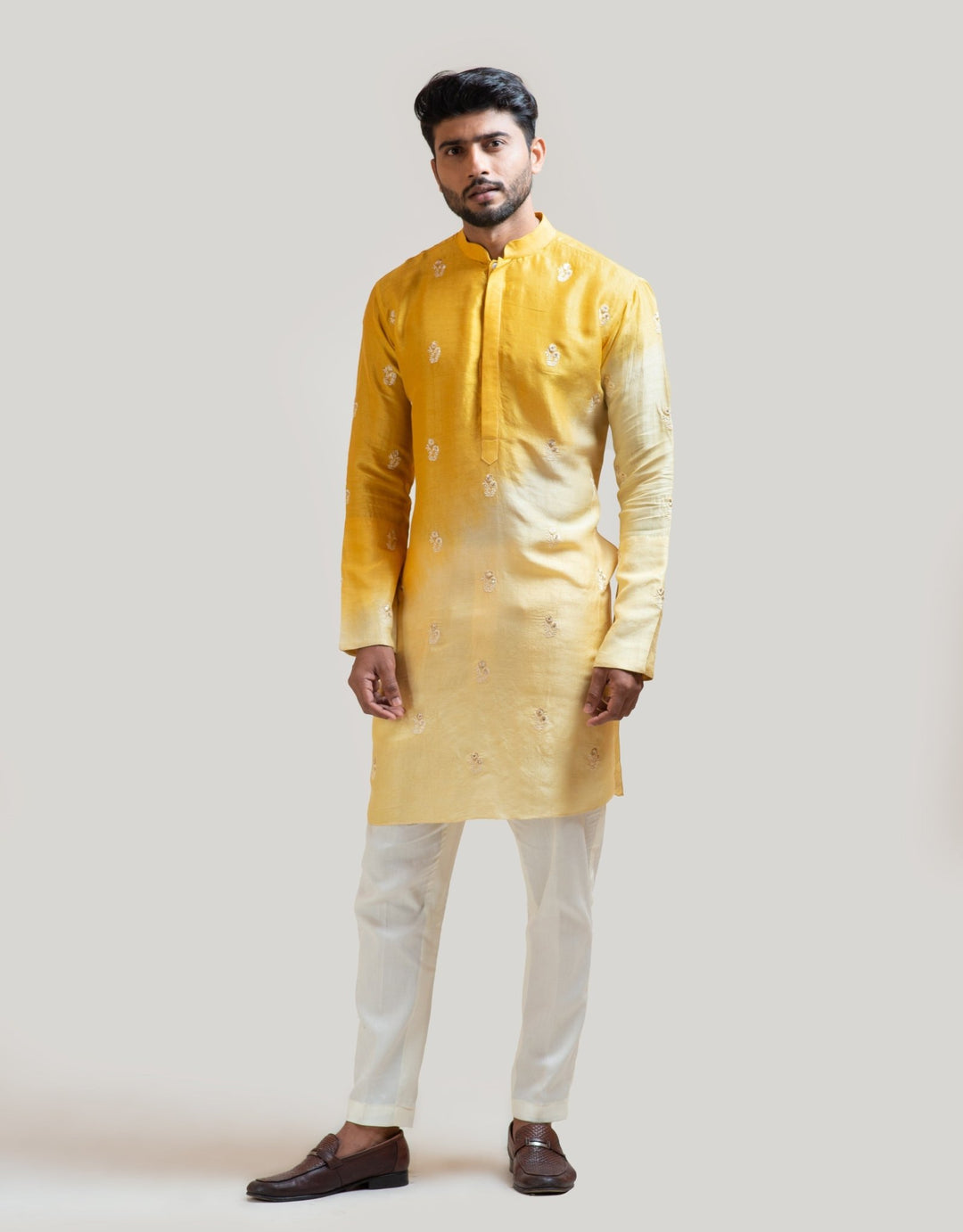 Ombre Yellow Embroidered Kurta Set Smriti - Fabilicious Fashion