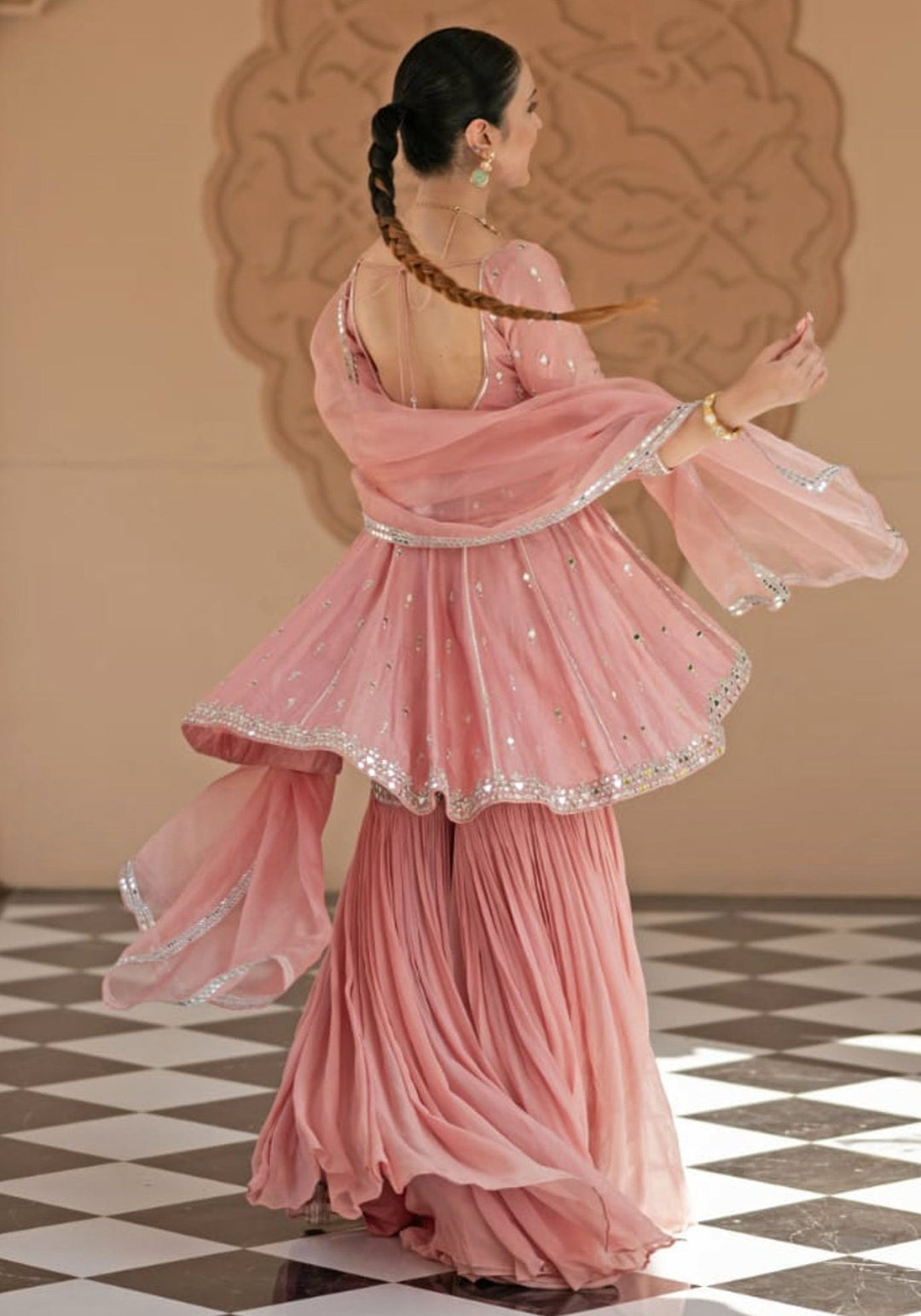 Onion Pink Peplum Kurta Sharara Set Esha Koul - Fabilicious Fashion