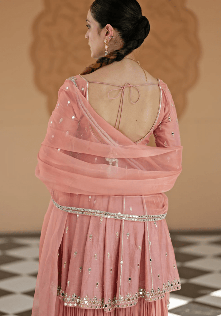 Onion Pink Peplum Kurta Sharara Set Esha Koul - Fabilicious Fashion