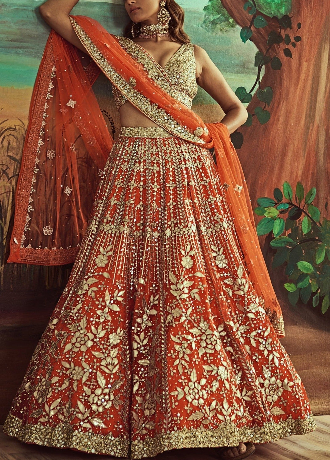 Orange Leather Lehenga Set Angad Singh - Fabilicious Fashion