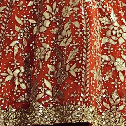 Orange Leather Lehenga Set Angad Singh - Fabilicious Fashion