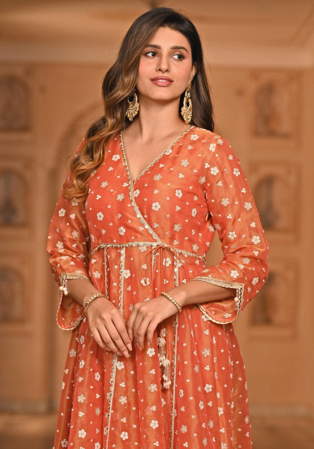 Orange anarkali kurta store