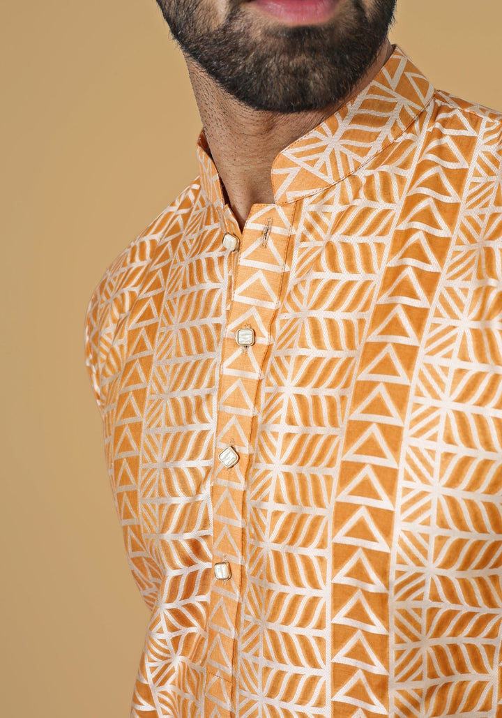 Orange Printed Kurta Set Chatenya Mittal - Fabilicious Fashion
