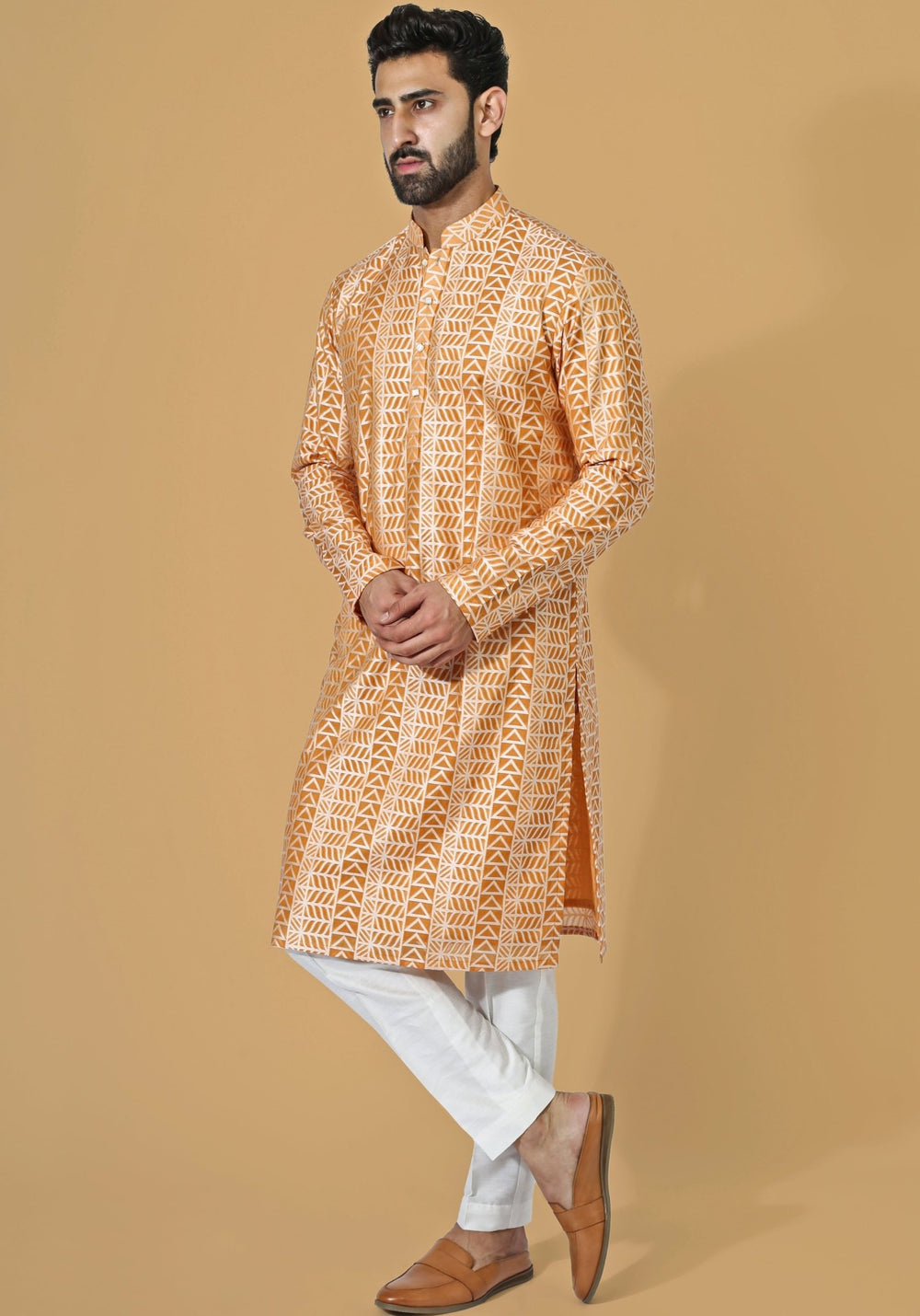 Orange Printed Kurta Set Chatenya Mittal - Fabilicious Fashion