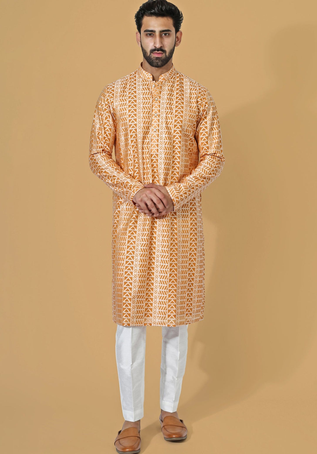 Orange Printed Kurta Set Chatenya Mittal - Fabilicious Fashion