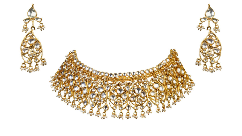 Oval Motifs Necklace Set Riana by Shikha Jindal - Fabilicious Fashion