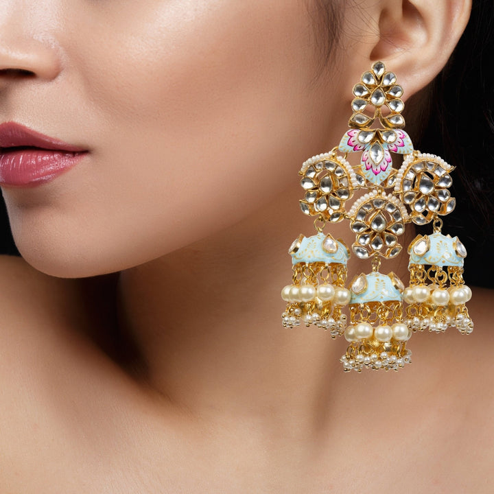 Pastel Blue And Pink Pendant Set Riana by Shikha Jindal - Fabilicious Fashion