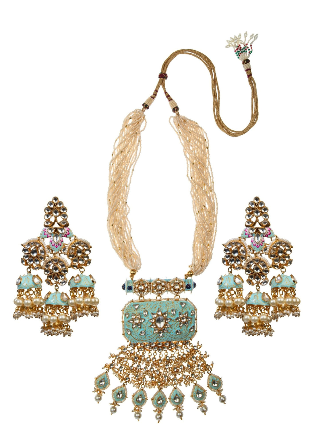 Pastel Blue And Pink Pendant Set Riana by Shikha Jindal - Fabilicious Fashion