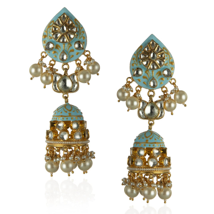 Pastel Blue Choker Heavy Necklace Set Riana by Shikha Jindal - Fabilicious Fashion
