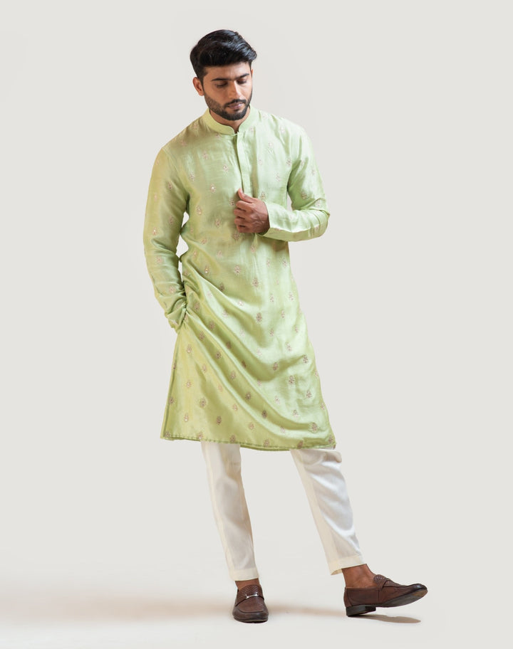 Pastel Green Embroidered Kurta Set Smriti - Fabilicious Fashion