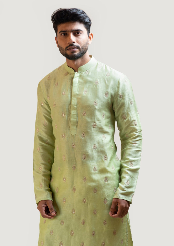Pastel Green Embroidered Kurta Set Smriti - Fabilicious Fashion