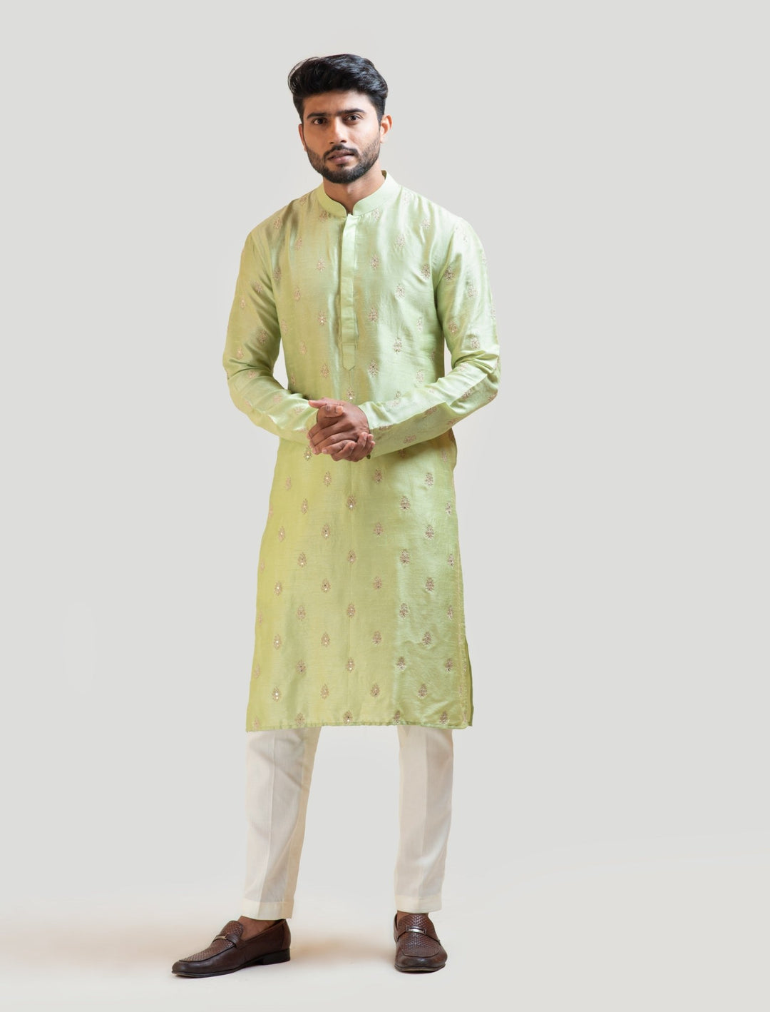 Pastel Green Embroidered Kurta Set Smriti - Fabilicious Fashion