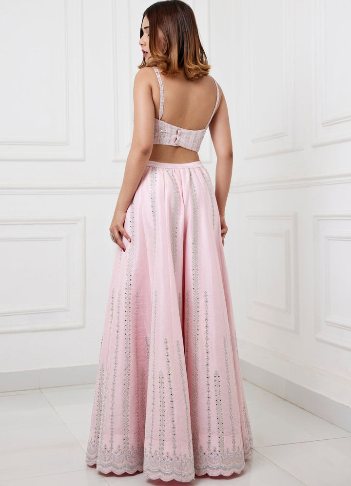 Pastel Pink Embroidered Jacket Set Chamee and Palak - Fabilicious Fashion