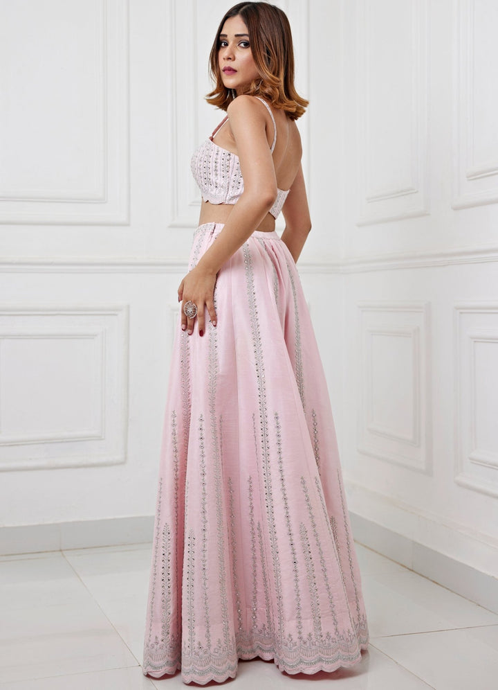 Pastel Pink Embroidered Jacket Set Chamee and Palak - Fabilicious Fashion