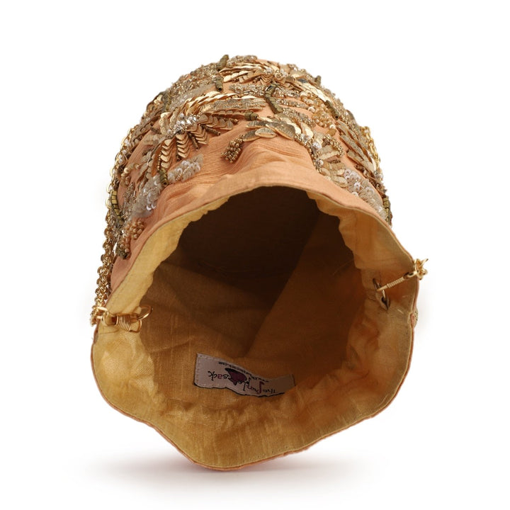 Peach Gold Potli The Purple Sack - Fabilicious Fashion