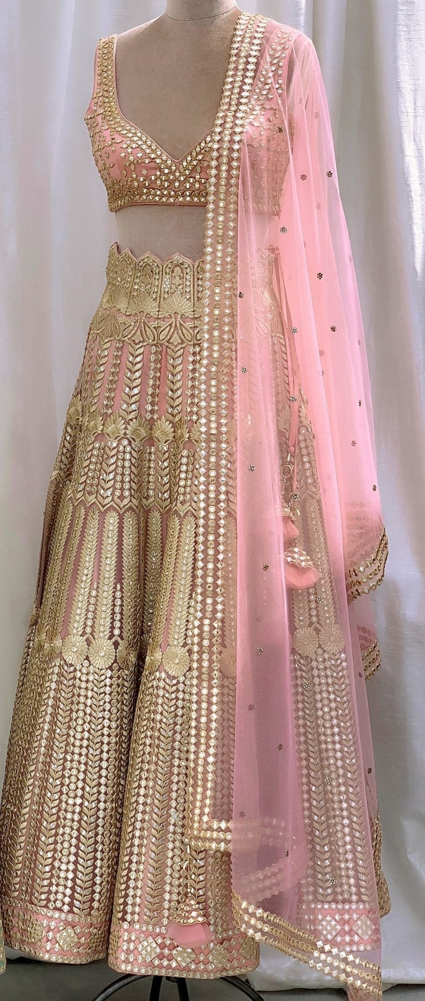 Peach Golden Lehenga Set Suhino - Fabilicious Fashion