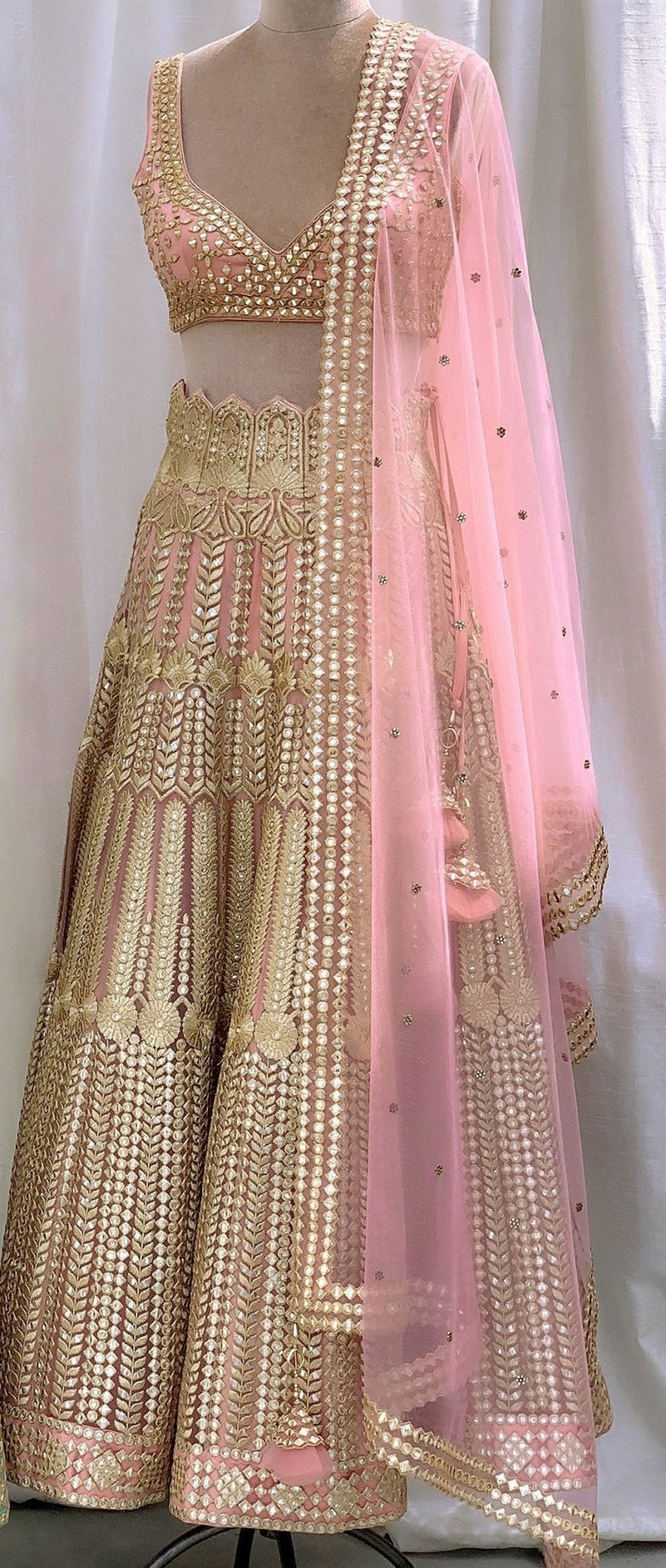 Peach Golden Lehenga Set Suhino - Fabilicious Fashion