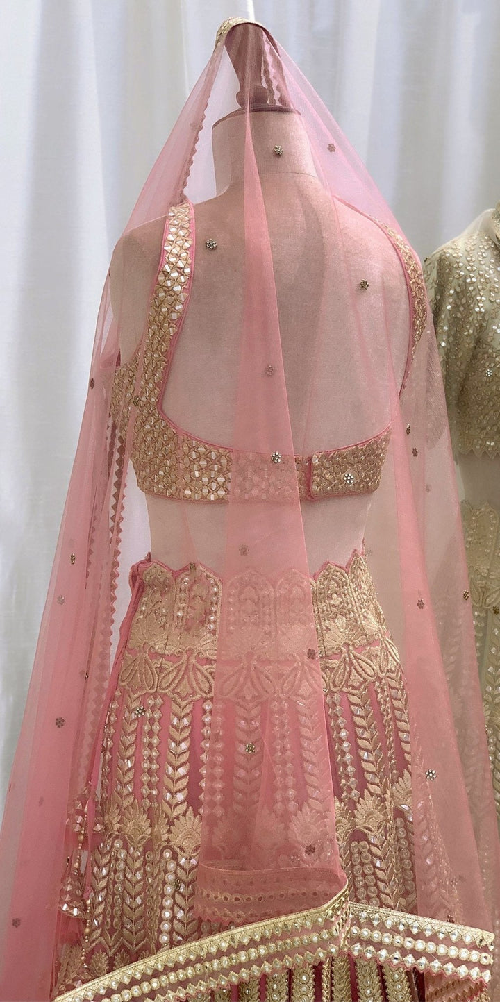 Peach Golden Lehenga Set Suhino - Fabilicious Fashion