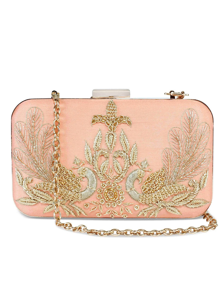 Peach Peacock Clutch The Purple Sack - Fabilicious Fashion